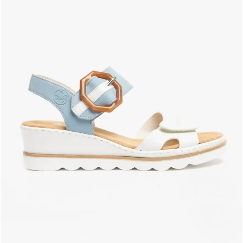 Rieker 67476-10 Womens Sandals White/Blue sold by Shuperb
