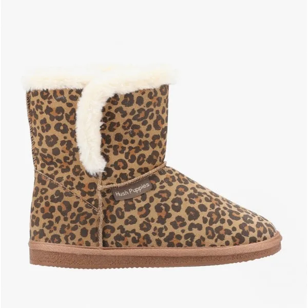 Hush Puppies ASHLEIGH Womens Suede Boot Slippers Leopard Print sold by Shuperb