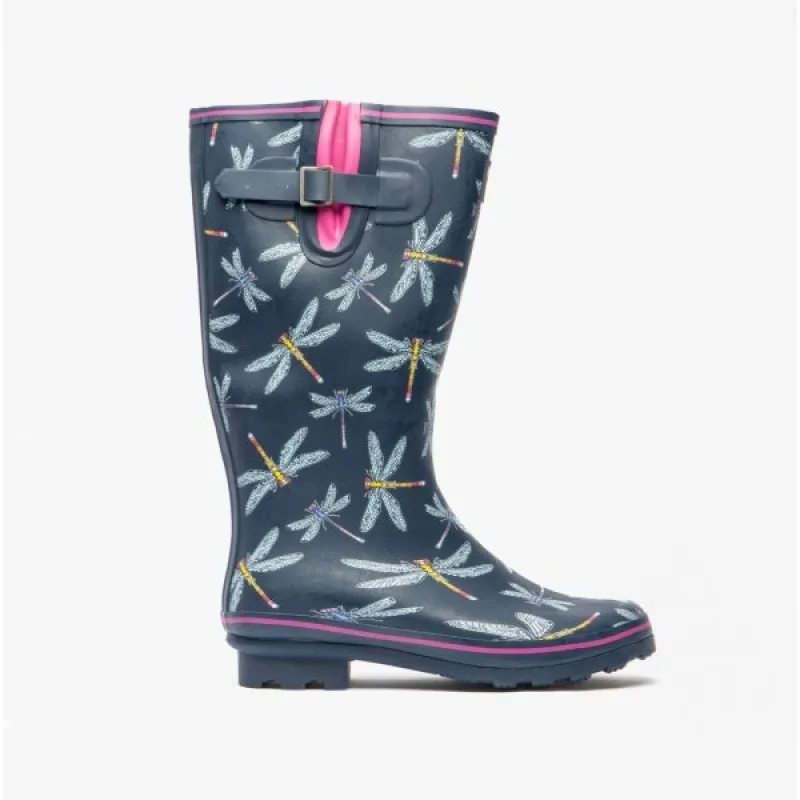 FIREFLY Ladies Rubber Tall Wellies Navy/Pink Dragonfly sold by Shuperb