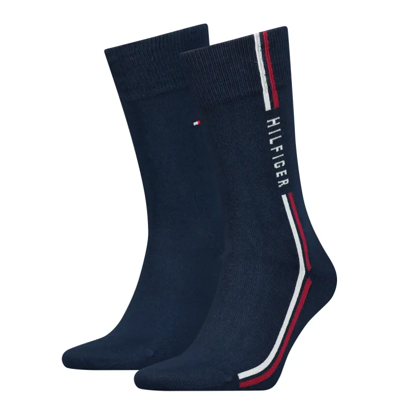 Tommy Hilfiger 2 Pack Stripe Mens Crew Socks Navy made by Tommy Hilfiger