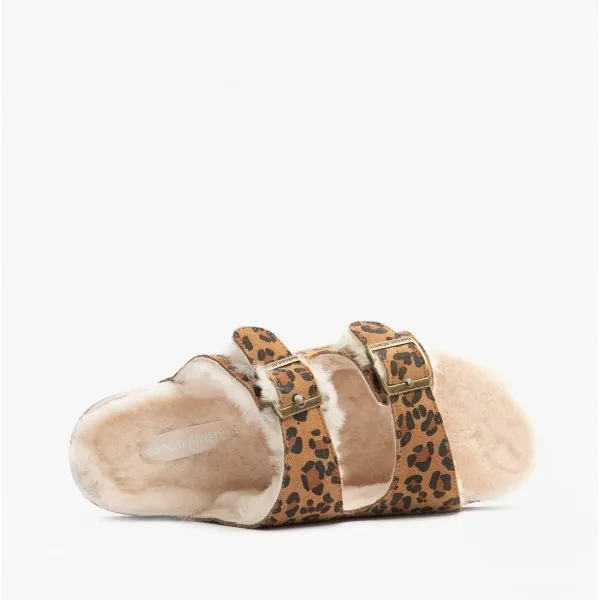 MABEL Ladies Suede Two Strap Slippers Leopard sold by Shuperb product image thumbnail 4