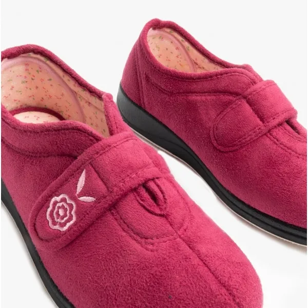 Padders CAMILLA Womens (2E Fit) Touch Fasten Slippers Cerise sold by Shuperb product image thumbnail 4