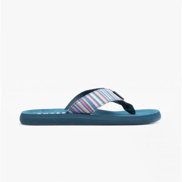 ADIOS STARK STRIPE Ladies Flip Flops Pink Multi sold by Shuperb