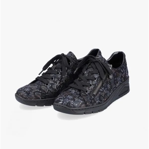 N3302-90 Ladies Floral Trainers Black sold by Shuperb product image thumbnail 3