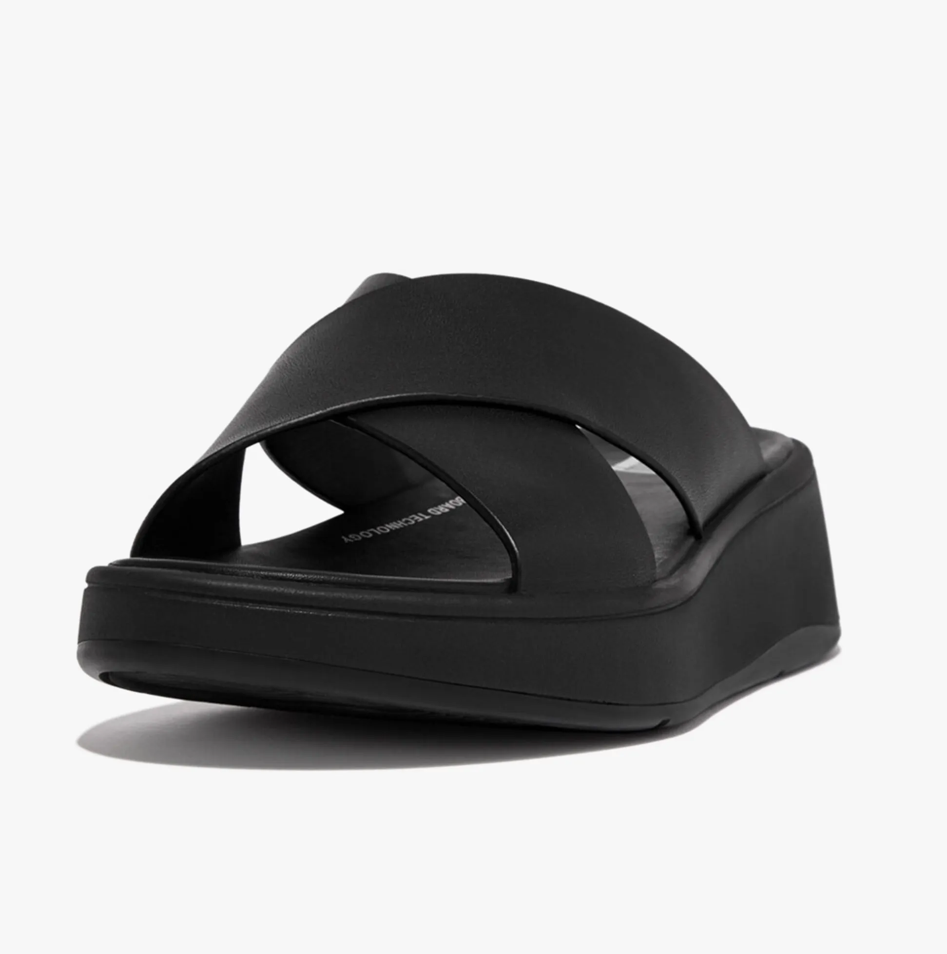 FitFlop F-MODE LEATHER FLATFORM CROSS Womens Slides All Black sold by Shuperb product image thumbnail 4