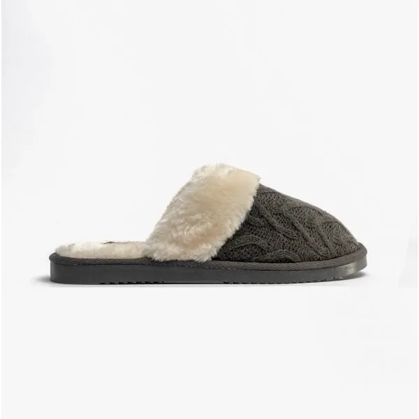 Jo & Joe MEGAN Womens Mule Slippers Grey sold by Shuperb