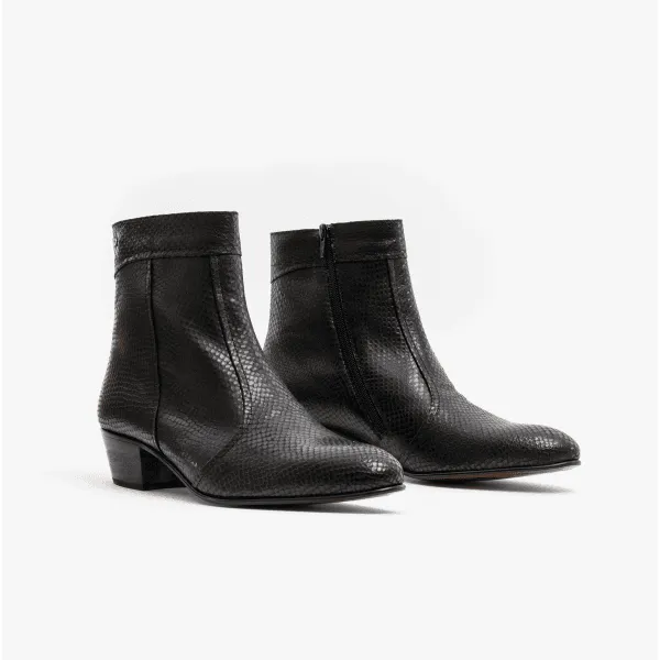 Club Cubano EMMANUEL Mens Snakeprint Leather Cuban Heel Boots Black sold by Shuperb product image thumbnail 3