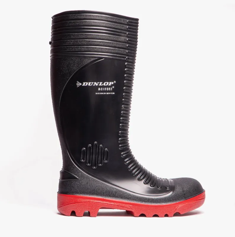 Dunlop ACIFORT Mens Safety Wellington Boots Black made by Shuperb