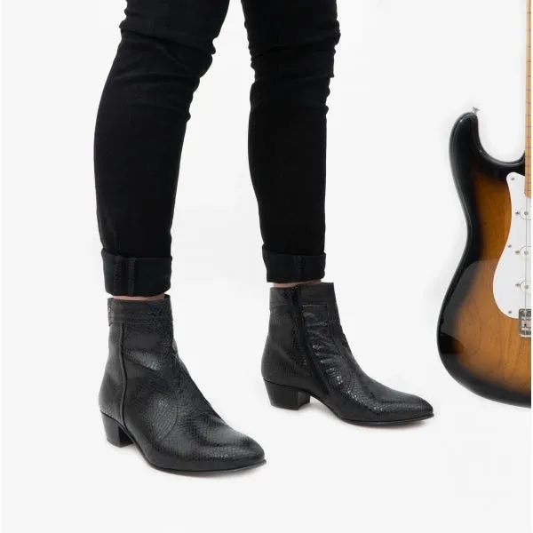 Club Cubano EMMANUEL Mens Snakeprint Leather Cuban Heel Boots Black sold by Shuperb product image thumbnail 2
