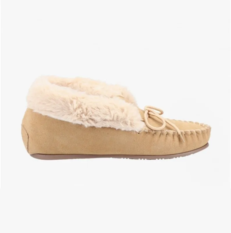 PHILIPPA Ladies Suede Moccasin Slippers Tan sold by Shuperb