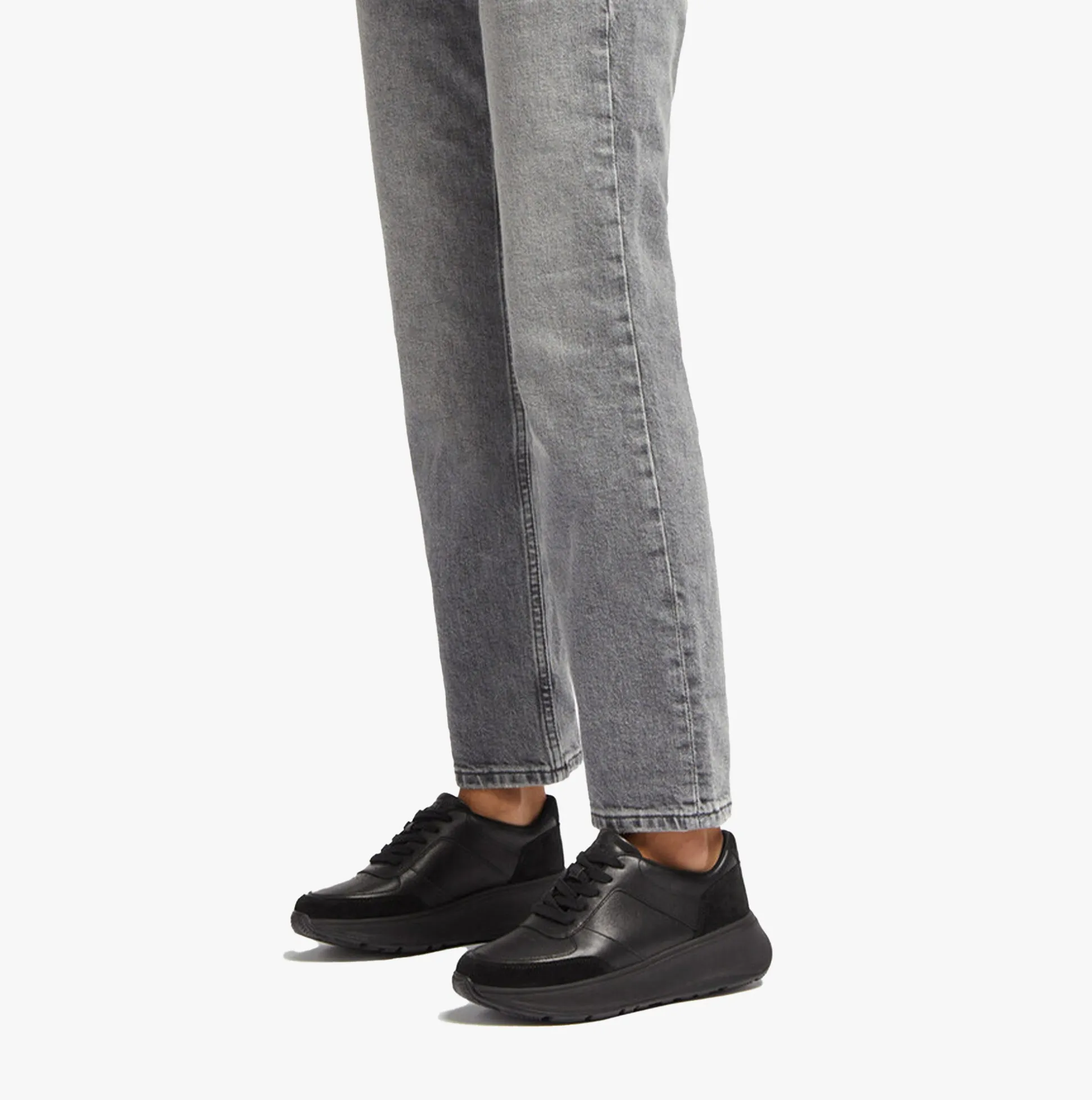 FitFlop F-MODE LEATHER/SUEDE FLATFORM Womens Trainers All Black sold by Shuperb product image thumbnail 3