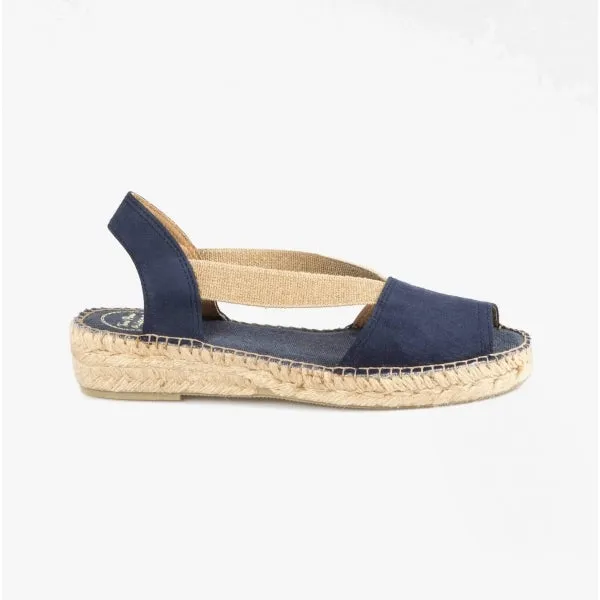 Toni Pons ETNA Womens Leather Open-Toe Espadrilles Navy sold by Shuperb