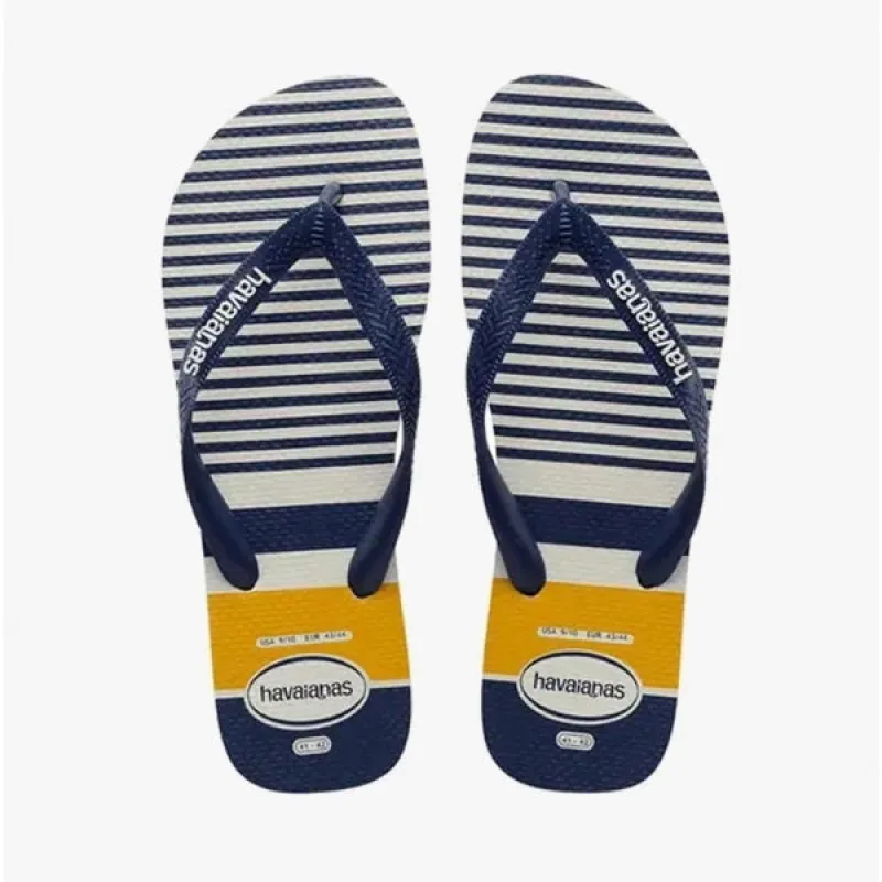 HAV TOP NAUTICAL Mens Flip Flops WHITE/NAVY/YELLOW sold by Shuperb