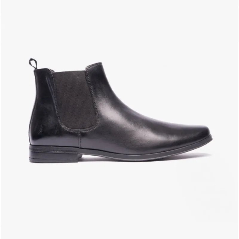 BRYCE Mens Leather Chelsea Boots Black made by Hush Puppies