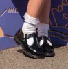 Kickers 116228 LACH T-BAR Girls School Shoes Black Patent sold by Shuperb