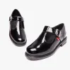 Kickers 116228 LACH T-BAR Girls School Shoes Black Patent sold by Shuperb