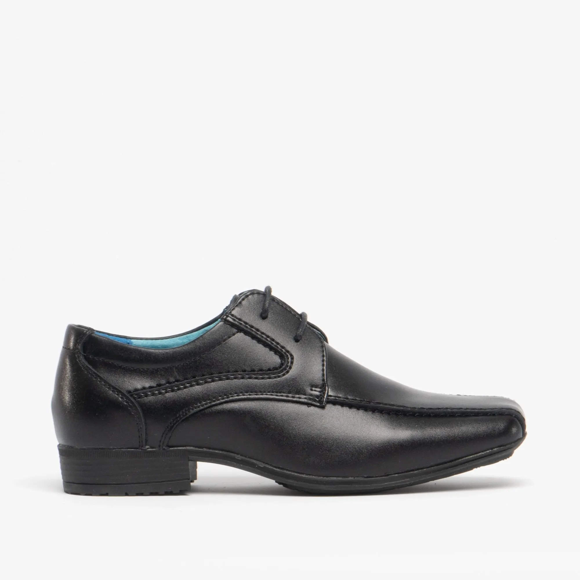 Front SNOWDEN Boys Leather Lace-Up School Shoes Black sold by Shuperb