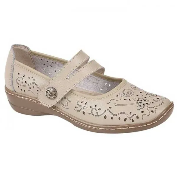 Boulevard CHARLOTTE Womens Leather Mary Jane Shoes Beige sold by Shuperb