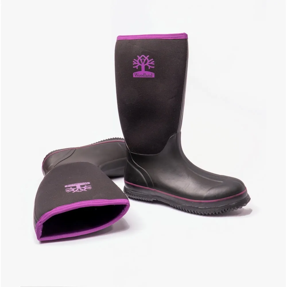 Woodland PULL ON PLAIN NEOPRENE Womens Wellington Boots Black sold by Shuperb product image thumbnail 4