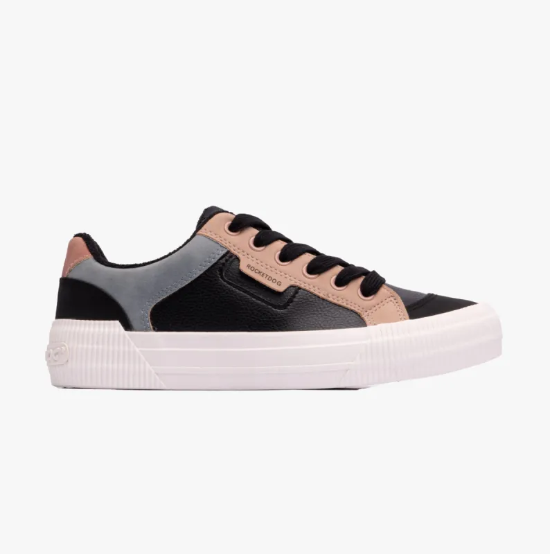 Rocket Dog CHEERY COLOUR-BLOCK SPORTY Womens Trainers Black Combo sold by Shuperb