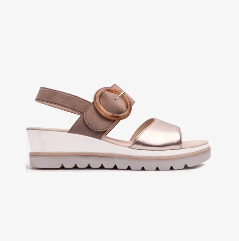 YEO Womens Sandals Beige/Grey sold by Shuperb