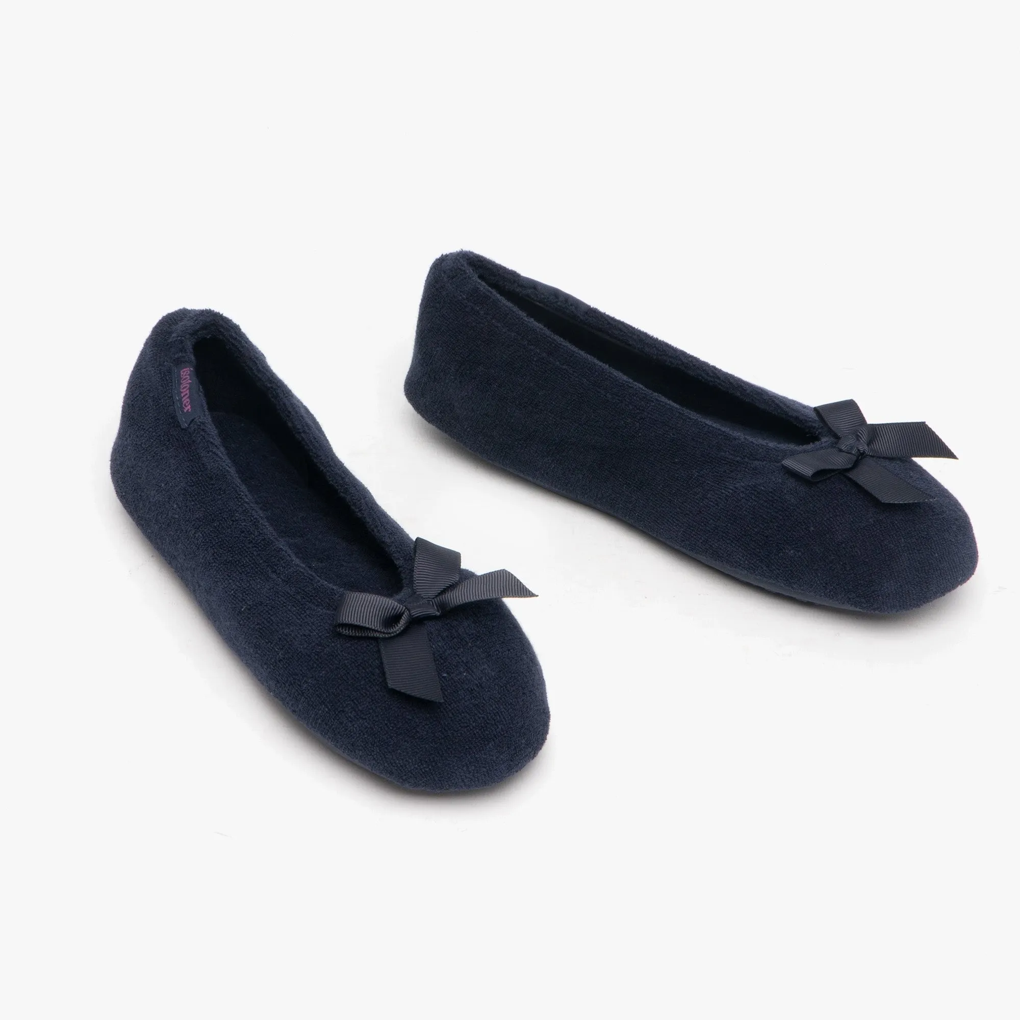 Totes Isotoner STRETCH TERRY BOW Womens Ballerina Slippers Navy sold by Shuperb product image thumbnail 3