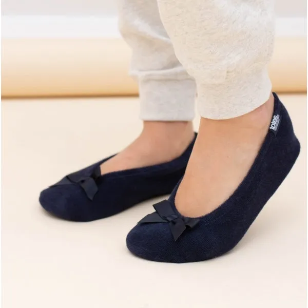Totes Isotoner STRETCH TERRY BOW Womens Ballerina Slippers Navy sold by Shuperb product image thumbnail 2