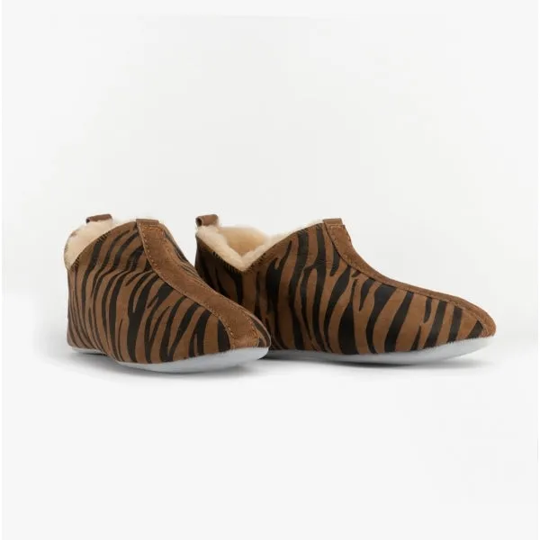 LINA Ladies Sheepskin Full Slippers Tiger On Chestnut sold by Shuperb product image thumbnail 2