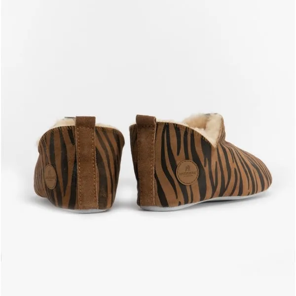 LINA Ladies Sheepskin Full Slippers Tiger On Chestnut sold by Shuperb product image thumbnail 3