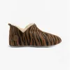 LINA Ladies Sheepskin Full Slippers Tiger On Chestnut sold by Shuperb