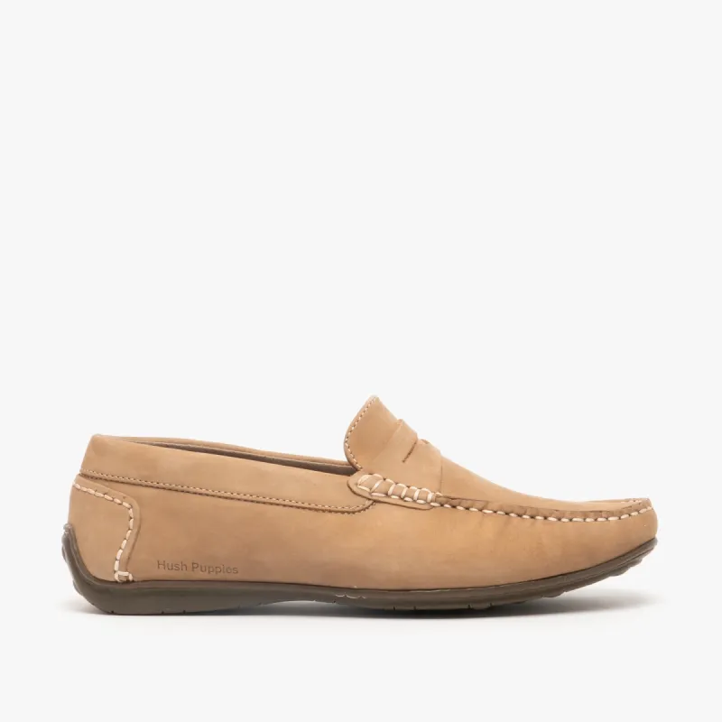 ROSCOE Mens Nubuck Loafers Beige sold by Shuperb