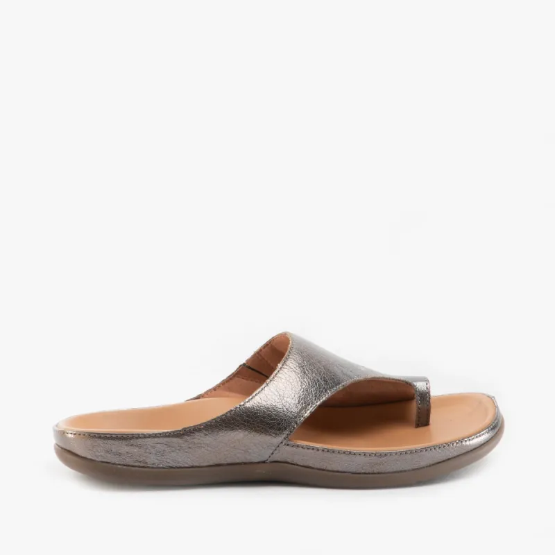 CAPRI Ladies Leather Toe Post Sandals Anthracite sold by Shuperb