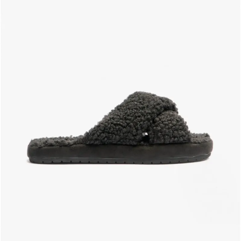 COZY SLIDE Ladies Textile Slippers Black sold by Shuperb