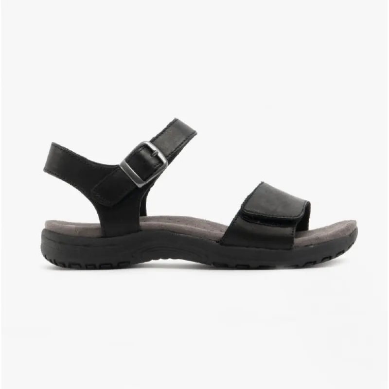 Free Spirit MAINE Womens Leather Touch Fasten Sandals Black made by Shuperb