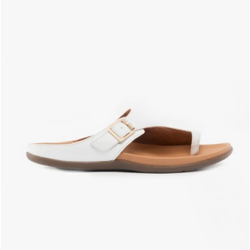 JAVA Ladies Leather Toe Post Sandals White sold by Shuperb