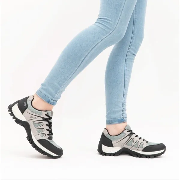 M9801-52 Ladies Synthetic Lace-Up Trainers Black/Green/Grey sold by Shuperb product image thumbnail 2