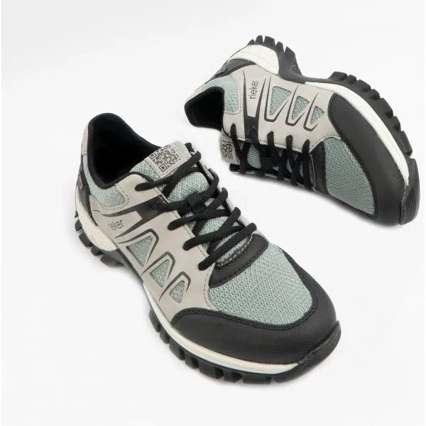 M9801-52 Ladies Synthetic Lace-Up Trainers Black/Green/Grey sold by Shuperb product image thumbnail 3