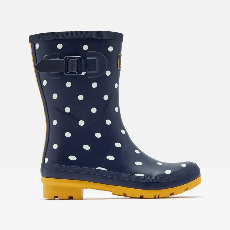 MOLLY WELLY Ladies Rubber Mid-Calf Wellies French Navy Spot sold by Shuperb