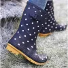 MOLLY WELLY Ladies Rubber Mid-Calf Wellies French Navy Spot sold by Shuperb