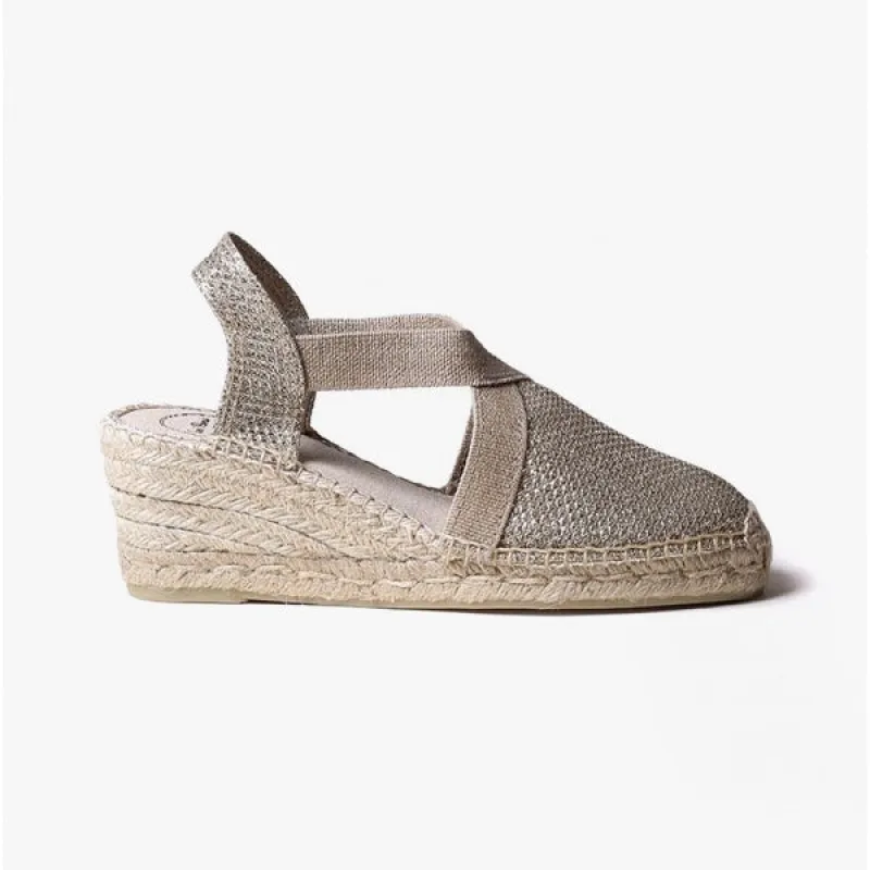 Toni Pons TRITON Womens Vegan Wedge Espadrilles Platinum sold by Shuperb