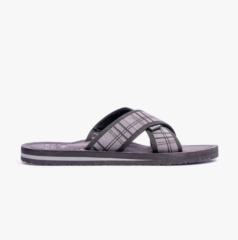 TARTAN Mens Cross-Strap Sandals Black Tartan made by Barbour