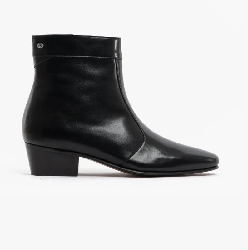 Club Cubano CAESAR Mens Leather Cuban Heel Boots Black sold by Shuperb