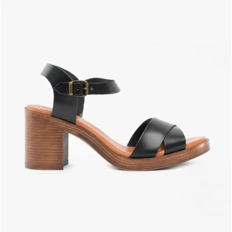 Hush Puppies GEORGIA Womens Leather Heeled Sandals Black sold by Shuperb