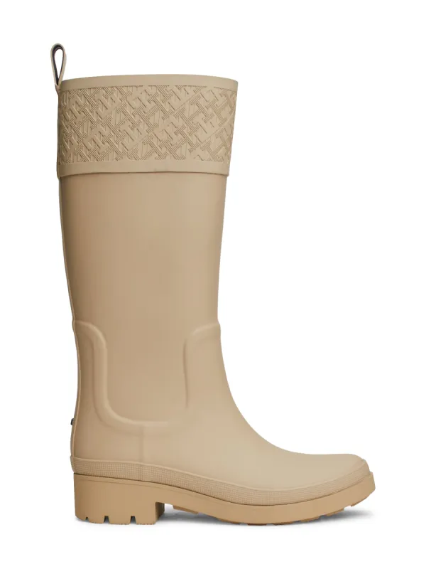 Tommy Hilfiger RUBBER Womens Welly Boots Beige sold by Shuperb