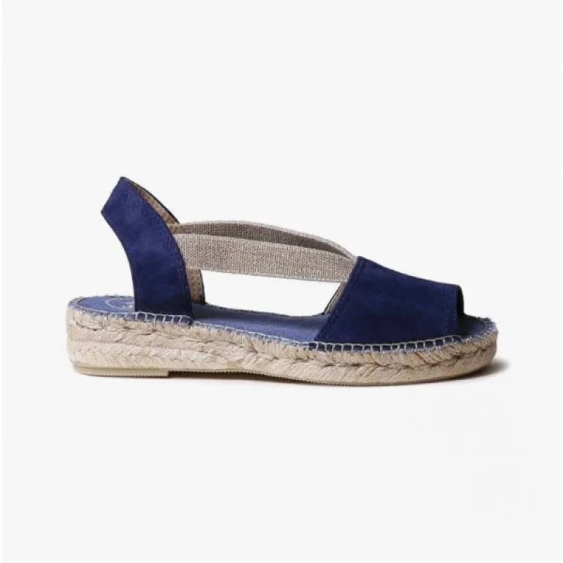 Toni Pons ELLA Womens Suede Open-Toe Espadrilles Navy sold by Shuperb