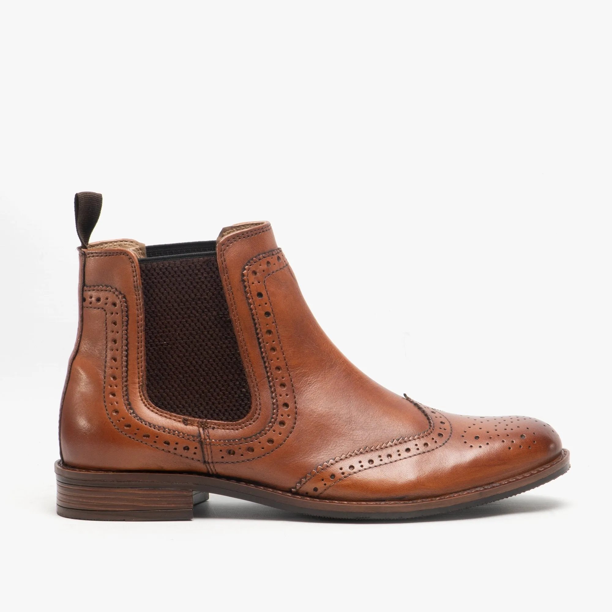 Roamers BLAKE Mens Leather Brogue Chelsea Boots Tan sold by Shuperb