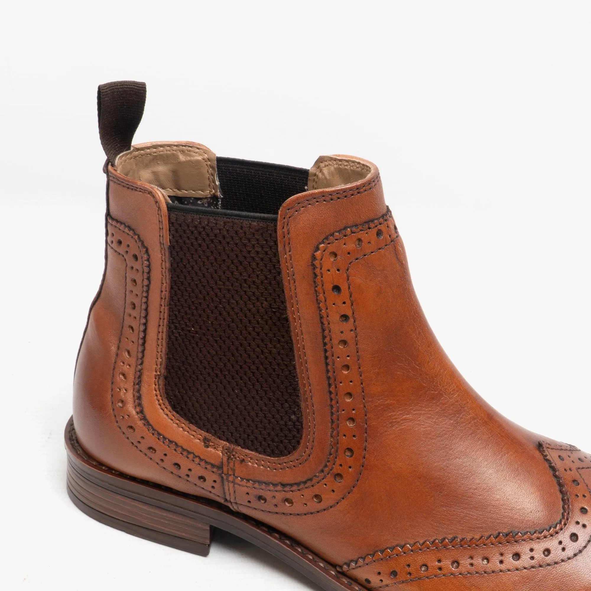 Roamers BLAKE Mens Leather Brogue Chelsea Boots Tan sold by Shuperb product image thumbnail 3