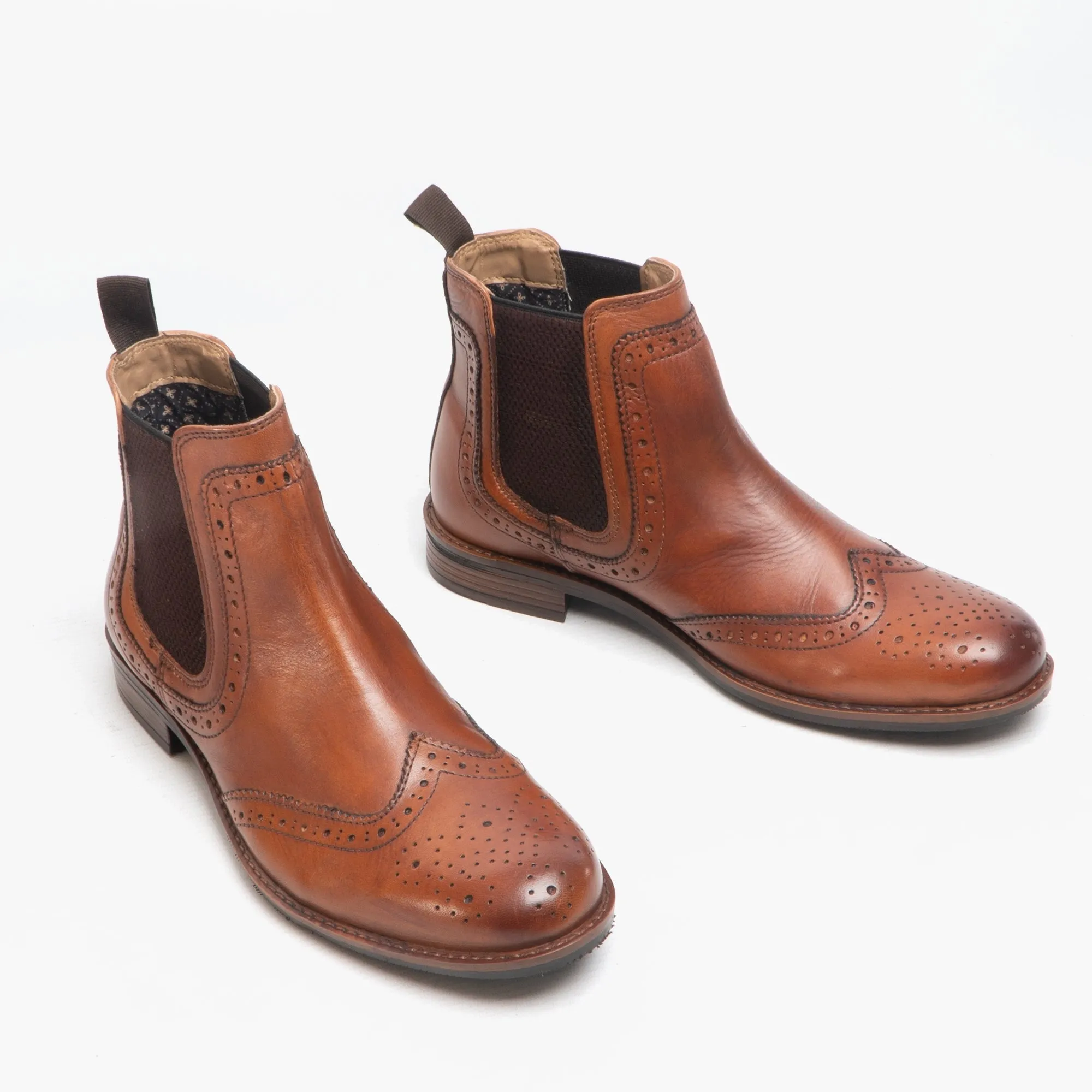 Roamers BLAKE Mens Leather Brogue Chelsea Boots Tan sold by Shuperb product image thumbnail 2