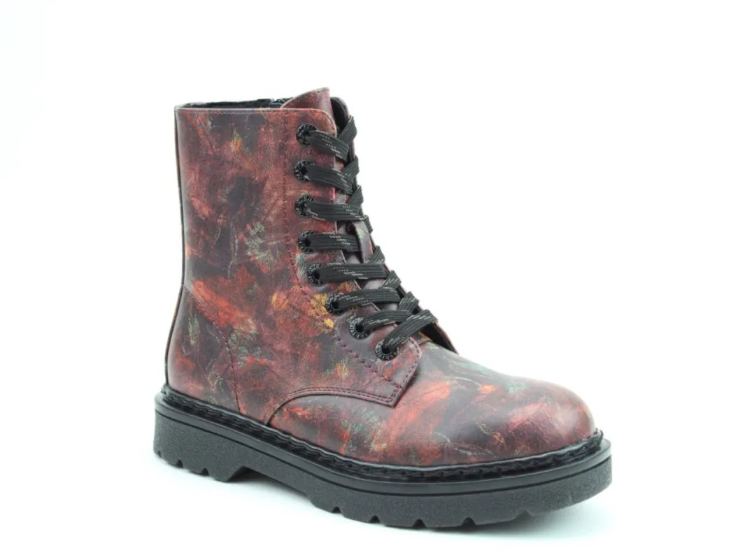 Heavenly Feet JUSTINA2 WOODLAND PRINT Womens Lace Up Boots Bark sold by Shuperb