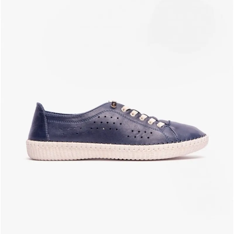 Lotus KAMARI Womens Leather Trainers Navy sold by Shuperb